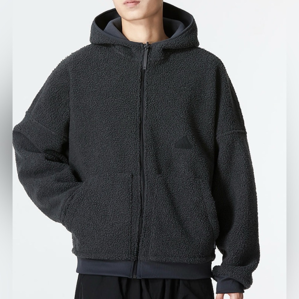 adidas Polar Full Zip men's teddy Sherpa style reversible‎ 100% recycled